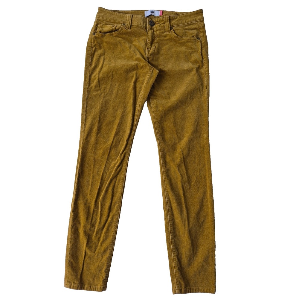 Cabi Skinny Corduroy Jeans Womens Size 4 Mustard Gold Stretch Slim Fit